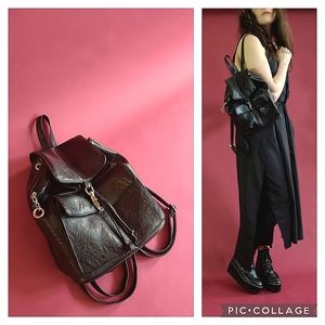 Vtg Vegan Leather Mini Backpack